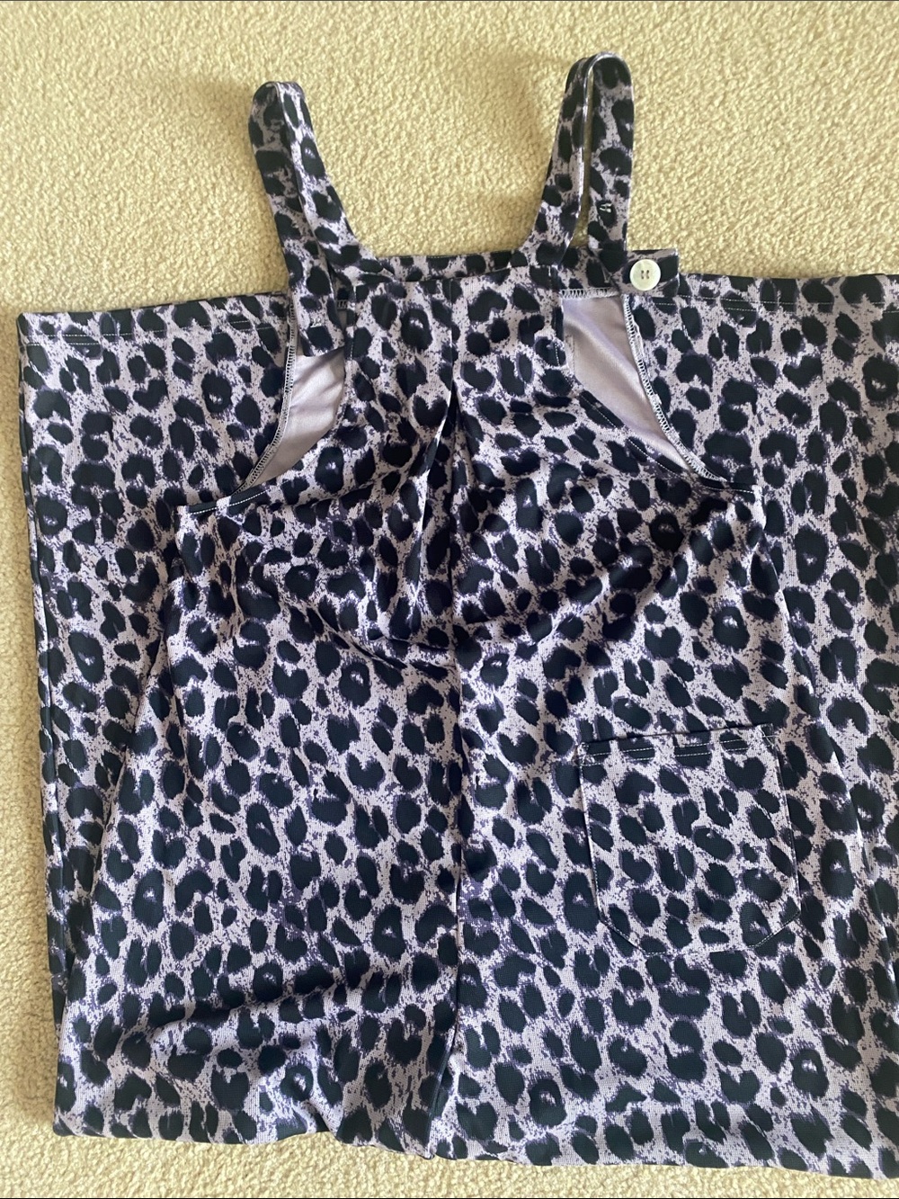 XSMALL.  HALARA LEOPARD WAFFLE  WIDE LEG OVERALLS - Picture 8 of 9